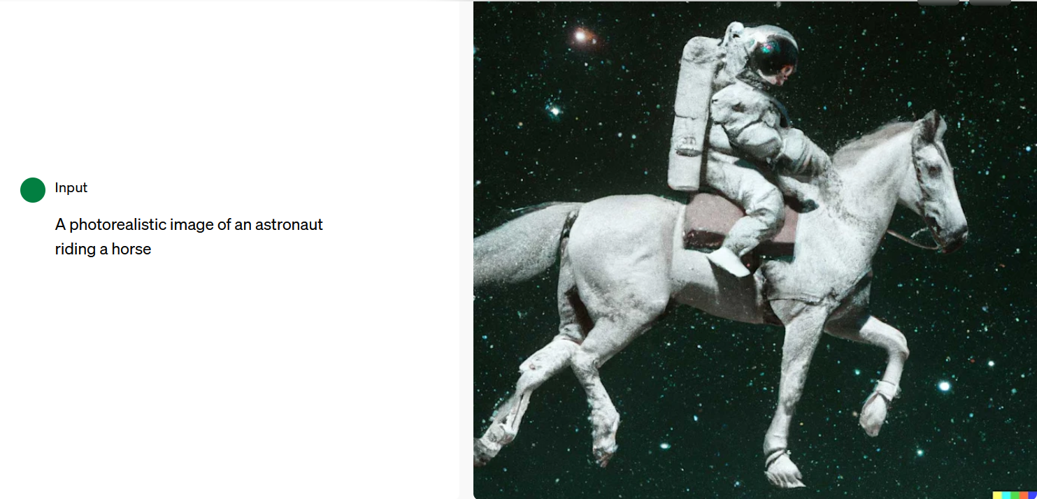 DALLE-2 generated image of an astronaut riding a horse